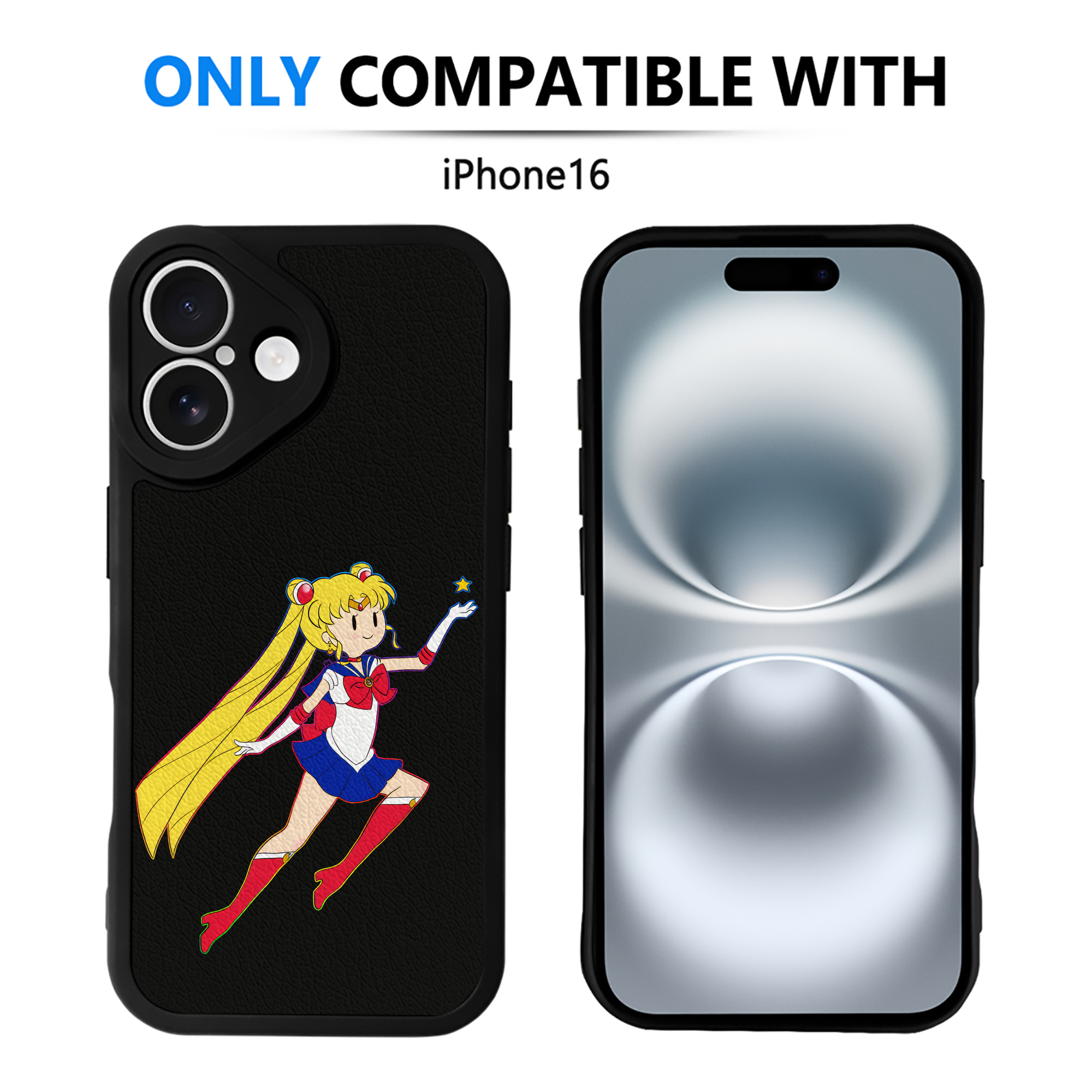 （画像用） 美少女戦士セーラームーン 月野 うさぎ つきの うさぎ Sailor Moon Tsukino Usagi 【iPhone 16シリーズ対応】シリコンスマホケース（レザー調） 材質：シリコン
